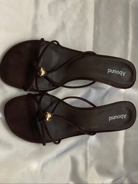 Abound Dark Brown Strappy Slide Sandals with Gold Accent